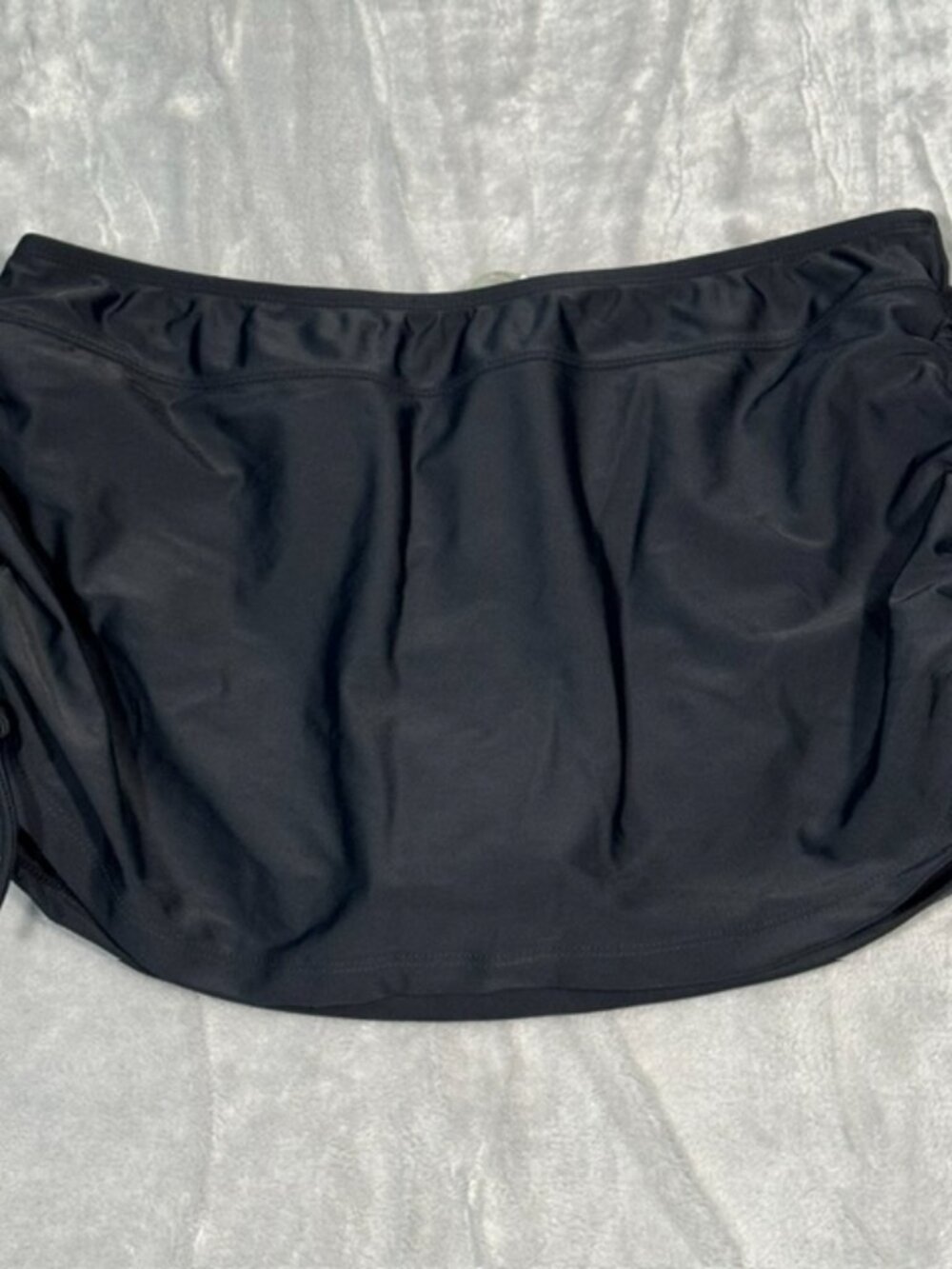 New Directions Swim Skirt Women M Black Ruched Side Tie Bikini Bottom EUC